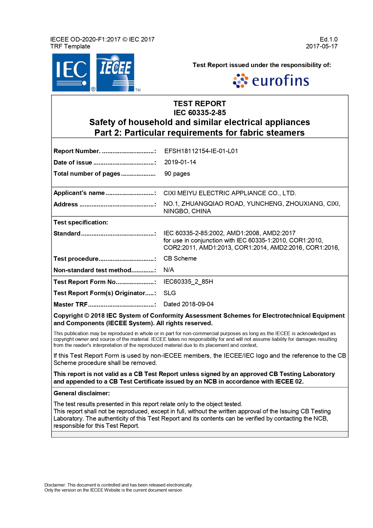 CB Pôvodná správa EFSH18112154 CB Pôvodná správa EFSH18112154
